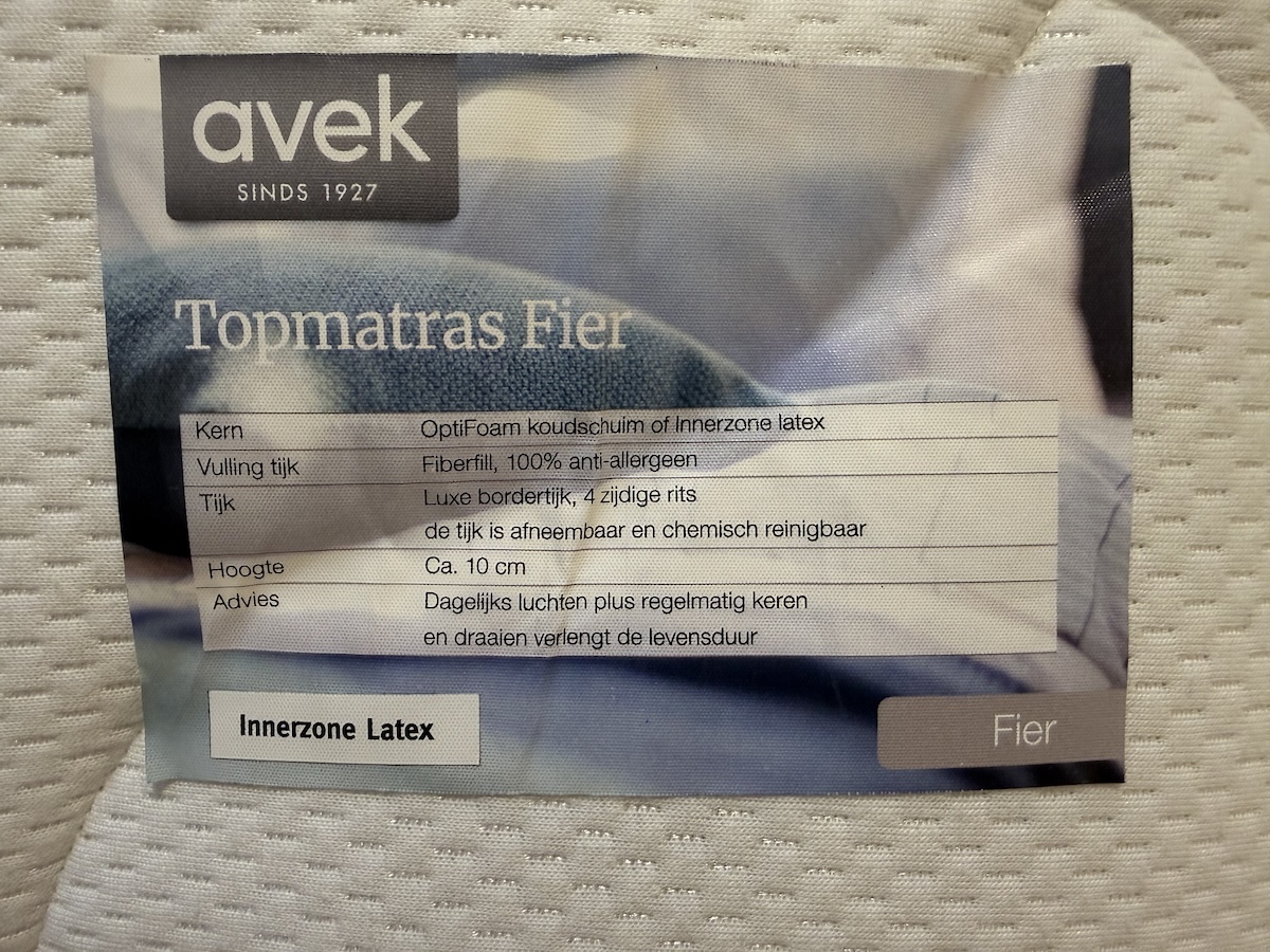 SALE: Avek Innerzone latex topmatras, 180 x 210 cm SALE: Avek Innerzone latex topmatras, 180 x 210 cm